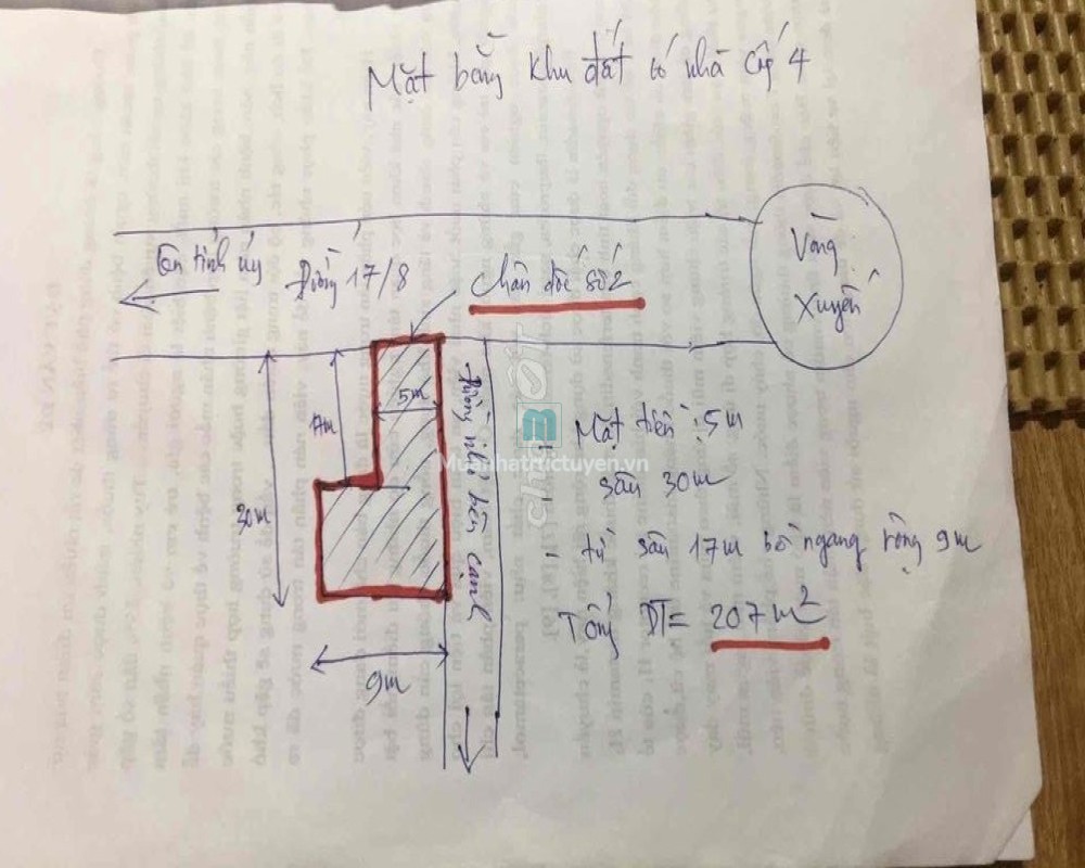 Đất 17/8 Minh Xuân Tuyên Quang Tuyên Quang dien tich 207 m2