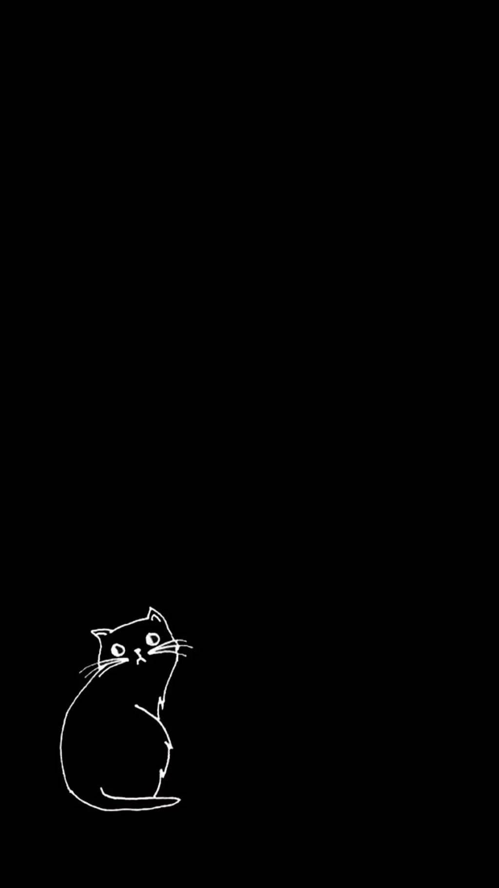 hình nền con mèo cute đơn giản nền đen