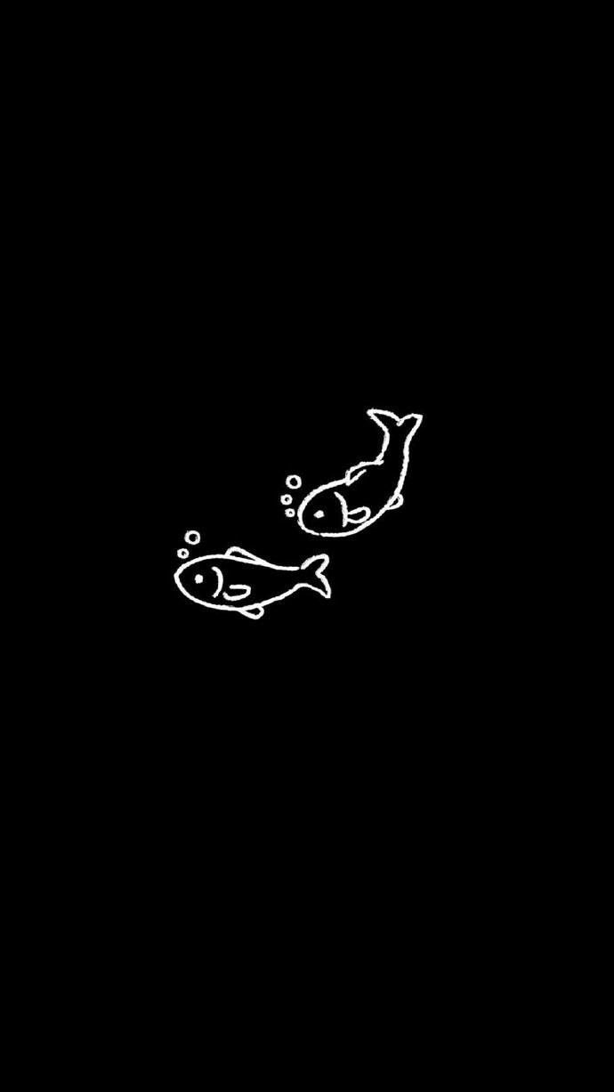 hình nền 2 con cá dễ thương nền đen